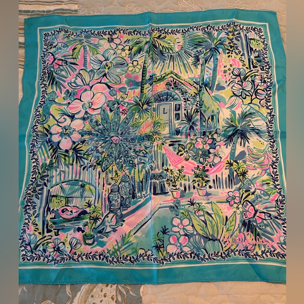Lilly Pulitzer Pink and Teal Scarf